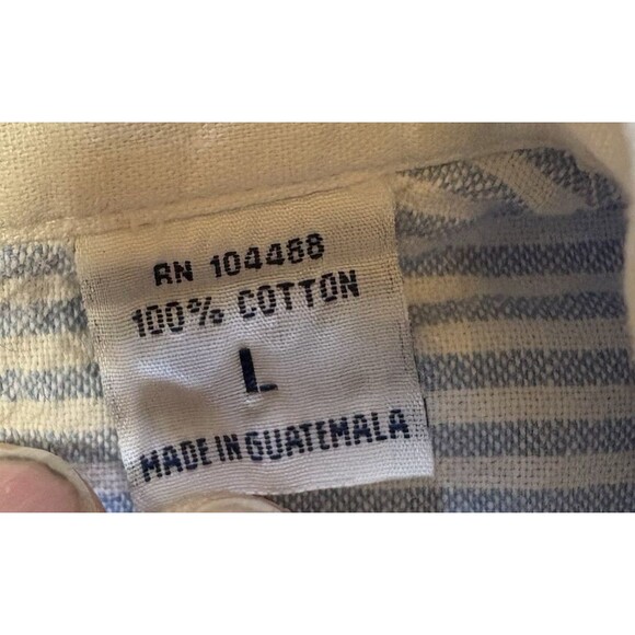 Vintage KING RANCH Banded Collar Striped Blue/White Long Sleeve Shirt Size Large - Picture 5 of 5